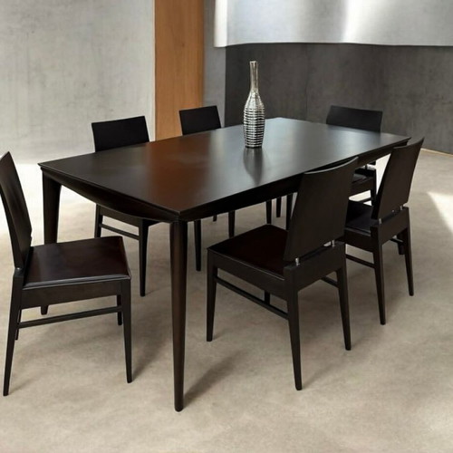 Beech wood dining set with 6 oak chairs new
