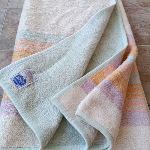 Adam double blanket like new, pastel stripes, Greek made