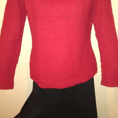 Blouse used red, warm, merino wool, size M