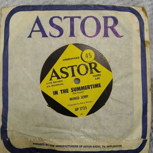 Mungo Jerry In The Summertime single used, rare Australian Astor edition