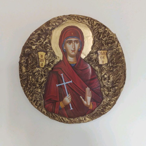 Image of Saint Philothei on handmade ceramic plate new