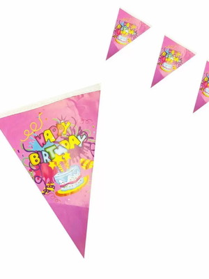 Birthday flags set 10 pcs cake pink new