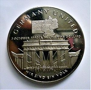Marshall Islands 5 dollars, 1990 Germany United