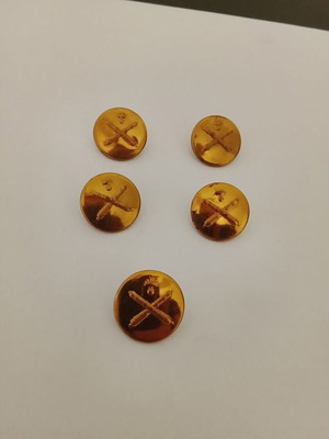 Στρατιωτικά κουμπιά πυροβολικού μεταχειρισμένα, σετ 5 μικρά