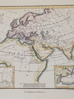 1923 Επιχρωματισμένη ατσαλογραφία χάρτης του αρχαίου γνωστού κόσμου μεταχειρισμένη