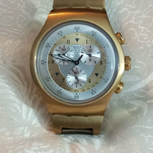 Swatch Golden Chest Irony Chronograph Swiss watch used, rare