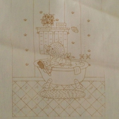 Vintage embroidery fabric set with duckling designs by The Creative Circle new