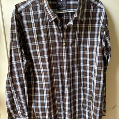 Stafford long-sleeve shirt size L like new, white and brown