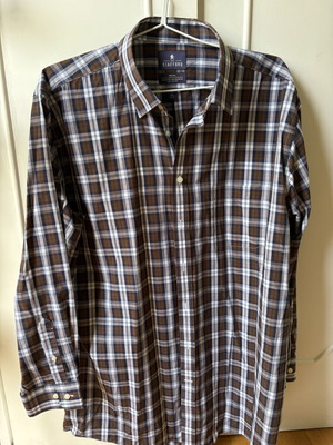 Stafford long-sleeve shirt size L like new, white and brown