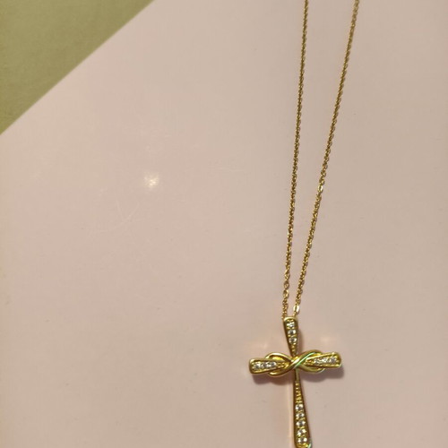 Women's cross necklace new, gold plated stainless steel with zircon stones