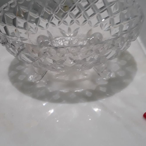 Glass serving dish used, gondola shape with small feet
