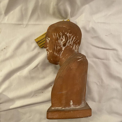 Hippocrates statue used, terracotta hand-pressed sculpture