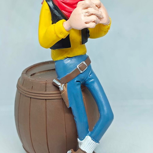 Lucky Luke collectible figure in barrel like new 19cm