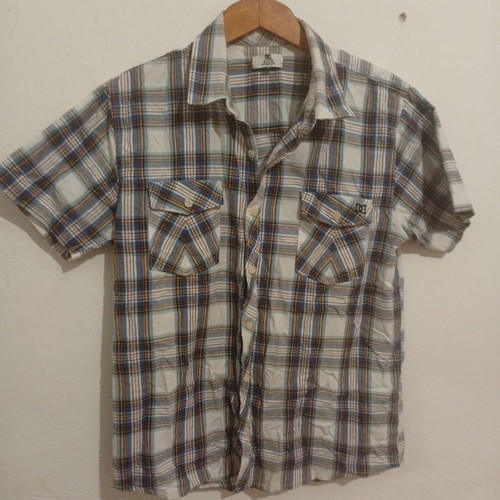 DC short sleeve men's plaid shirt, multicolor, size M