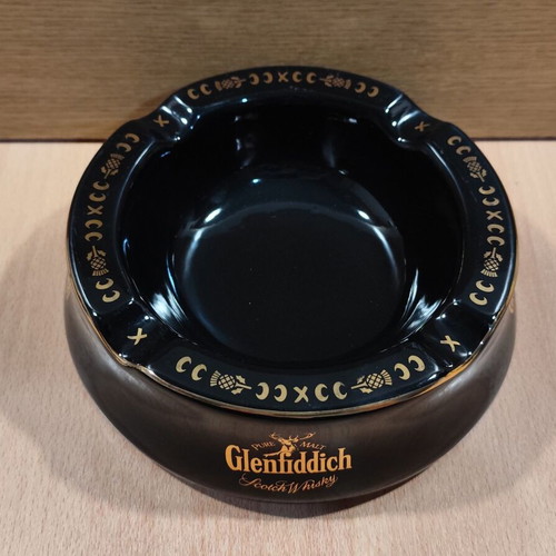 Glenfiddich Scotch Whisky Ceramic Ashtray used, vintage promotional