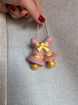 Χριστουγεννιάτικο στολίδι καμπάνα ροζ χρυσό καινούργιο