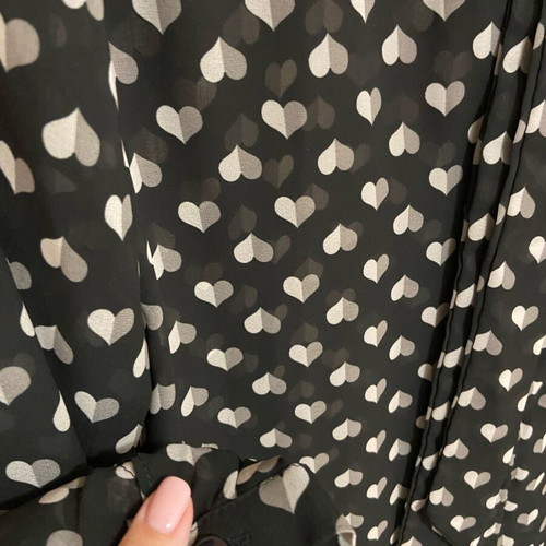 Prive shirt with hearts new, black semi-transparent with tie