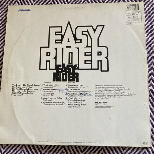 Easy Rider vinyl used with songs from the motion picture