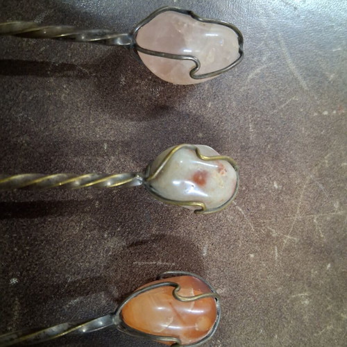 Teaspoons with semi-precious stones set of 6 used