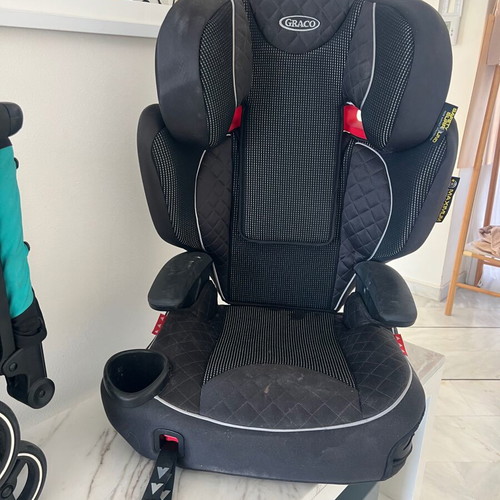 Graco Highback Booster Car Seat used with Safety Surround and cup holder