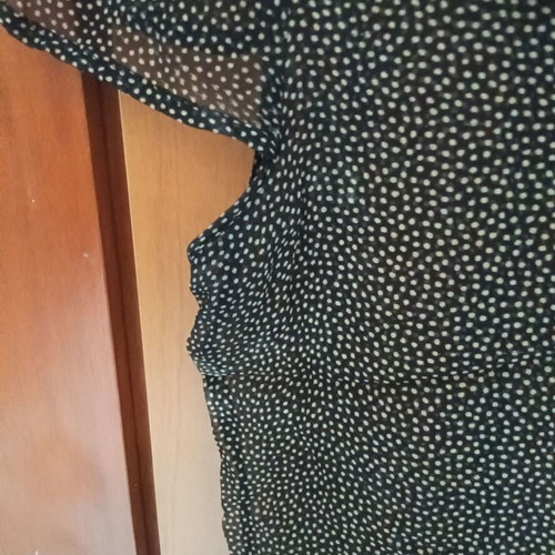 Transparent shirt with ruffles used, Urban, black polka dots, silk