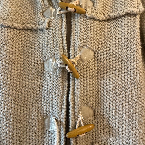 Bershka knitted cardigan with fleece lining and hood, size S, beige