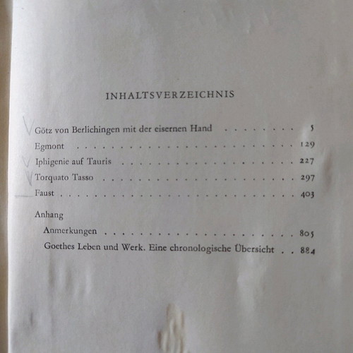 Goethe Selected Plays in German Used