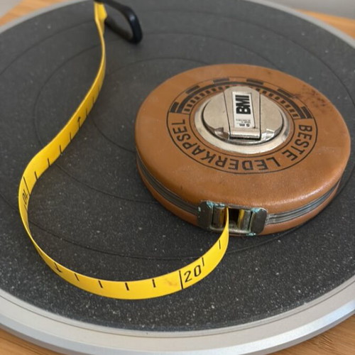 BMI 5m Leather Tape Measure, vintage German tool