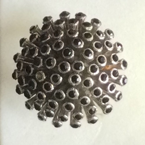 Mushroom-shaped ring with black stones like new