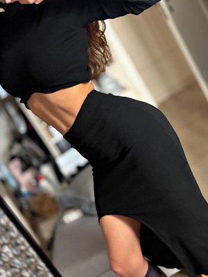 Black elastic women's set, size XS