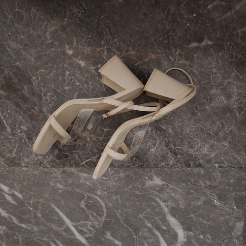 Bershka white sandals with transparent straps used