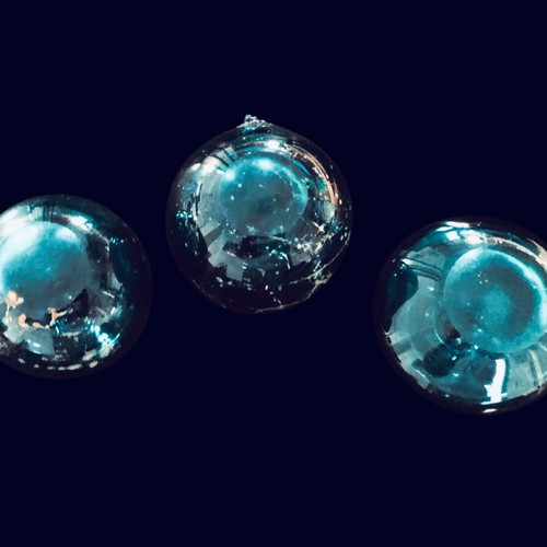 Decorative jars like new, set of 3, blue turquoise blown glass