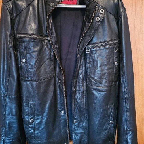 Leather jacket, black, Lapel, size M