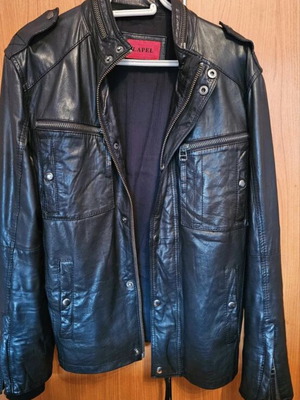 Leather jacket, black, Lapel, size M