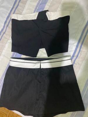 Σετ strapless top και skort καινούργια, Bershka μέγεθος small