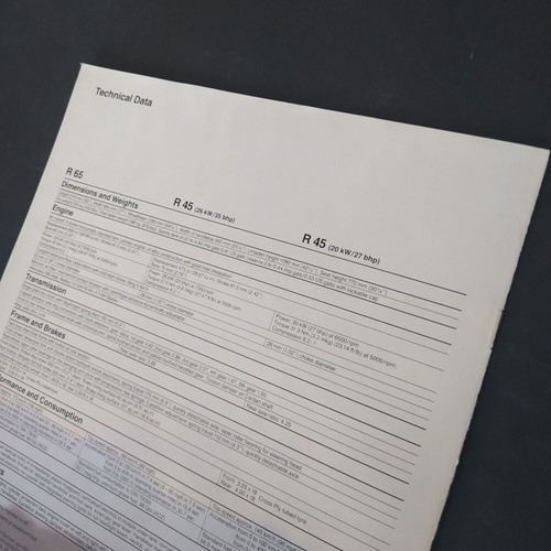 BMW R45/R65 1979 motorcycle advertising brochure used