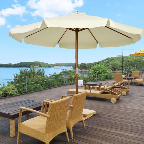 Wooden garden umbrella 3 x 2.5 meters new