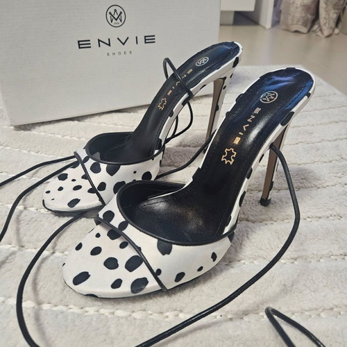 Dalmatian Stiletto Envie Shoes by Doukissa Nomikou Size 39, 11cm Heel, Leather Insole
