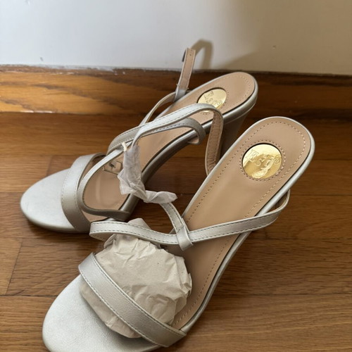 Tsoukalas Shoes Silver Heeled Sandals Size 39 New