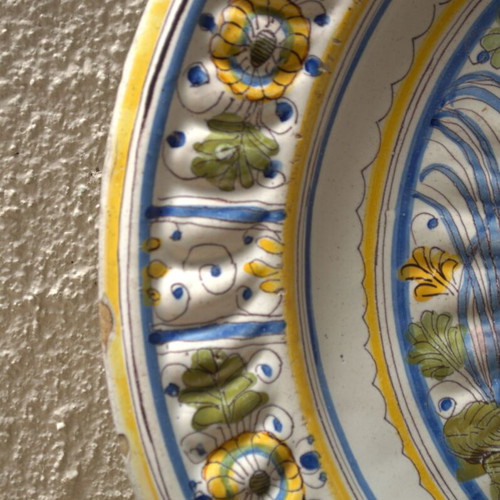 Μεγάλο Ιταλικό Πιάτο Maiolica μεταχειρισμένο, Σχολή Πάβιας 17ος-18ος αιώνας