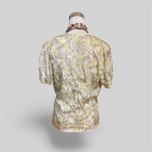 Vintage satin blouse Miracle Romantic like new, size S/M, beige multicolor