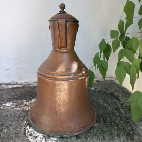 Copper jug and plate set used, old