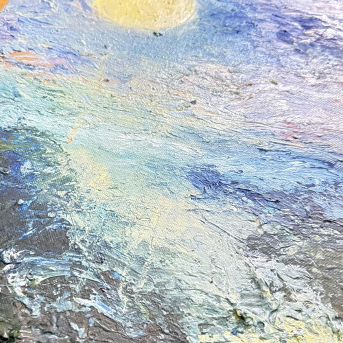 Moonlit Horizon mixed media acrylic painting on canvas new