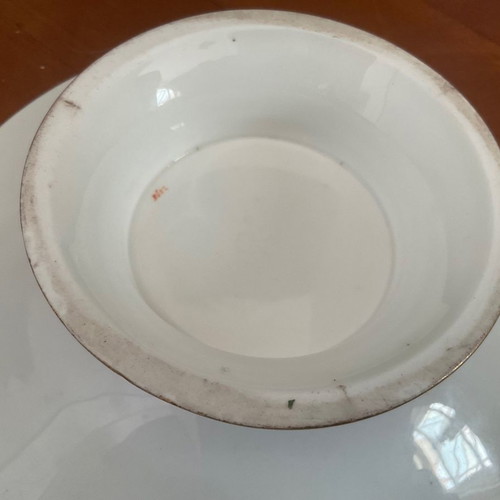 Antique porcelain cake stand 100 years old with handmade decoration