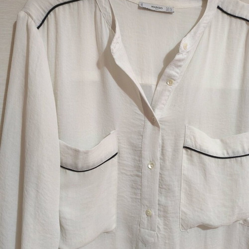 Mango white shirt XL used with black checkered pockets