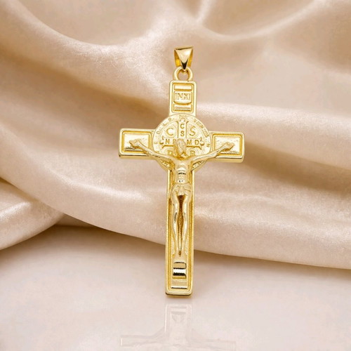 Classic cross with Jesus detail new, gold tone