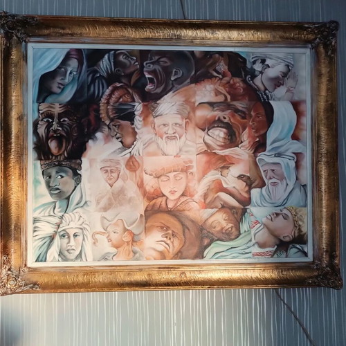 Illusion painting The face of Adam by Mikelangelo acrylics like new