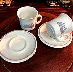 Σετ τσαγιού 12 τμχ  Vintage δεκαετίας '80 από 6 κούπες  και 6 πιάτα …Αμεταχείριστο (Porcelain Tea set 12 pcs Vintage 80's of 6 cups and 6 plates… Unused)