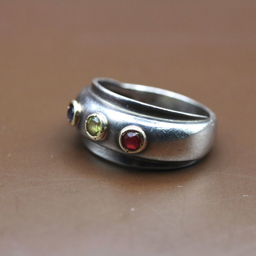 Silver gold ring 925/14k used, size 60
