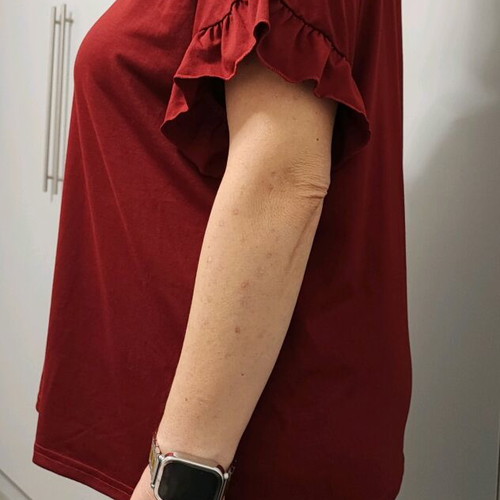 Shein Curve blouse burgundy with v-neck and ruffles, like new, size XL